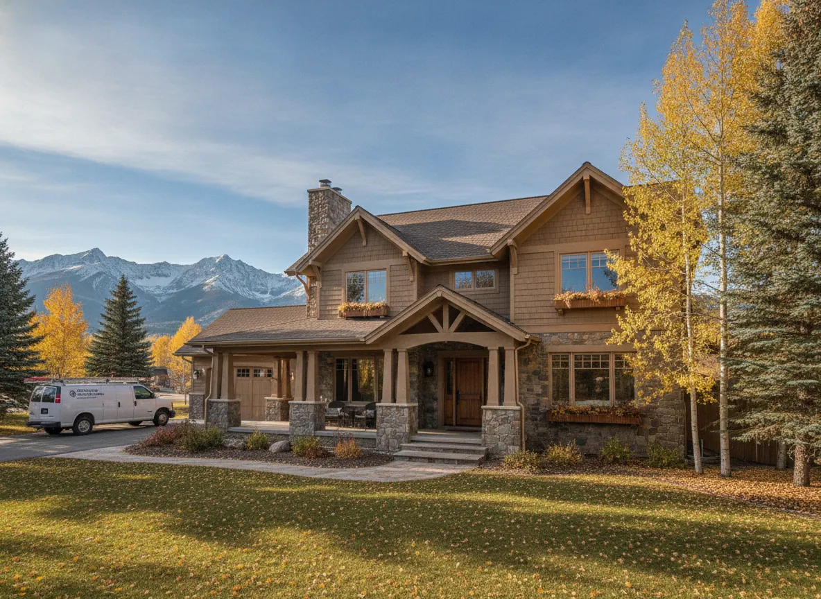 Illustration of a Gallatin Valley home with the Bridger Range behind it